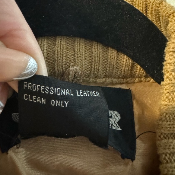 80’s Leather Knit Bomber Jacket Stranger Things Made in Korea Preppy Streetwear - Picture 5 of 11